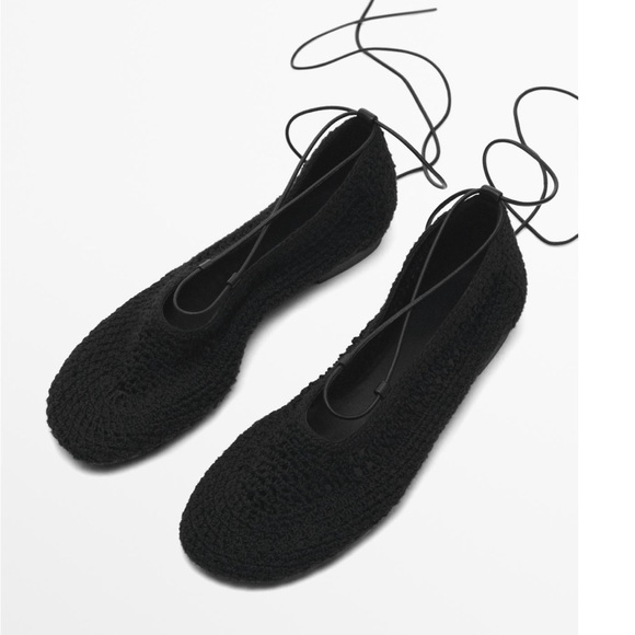 Massimo Dutti Shoes Massimo Dutti Black Lace Up Crochet Ballet massimo-dutti-shoes-massimo-dutti-black-lace-up-crochet-ballet